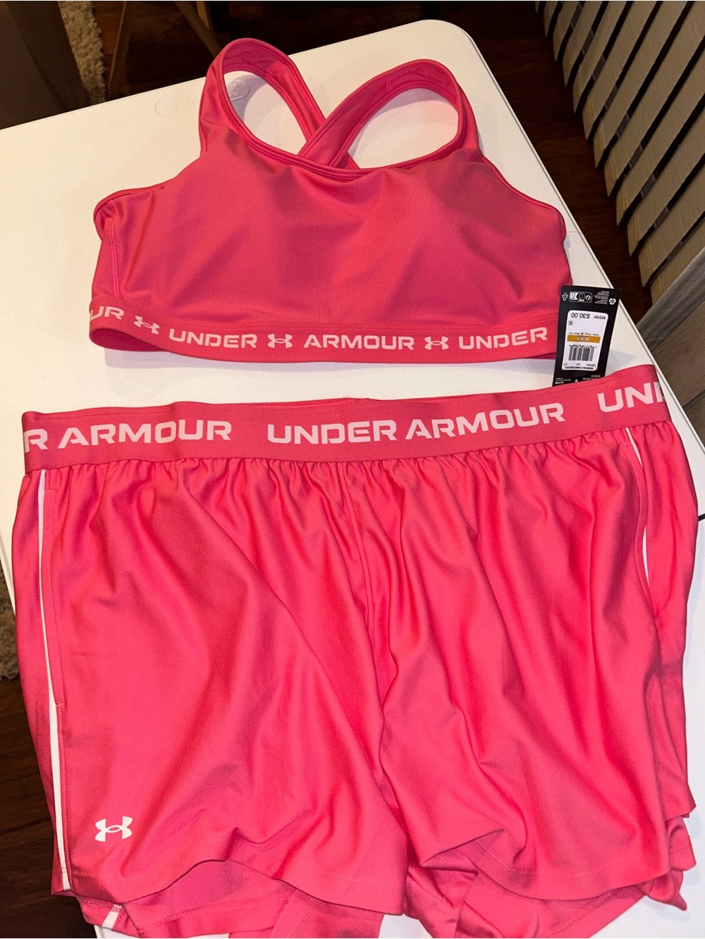 Under Armour Hot Pink Sports Bra and Shorts Set